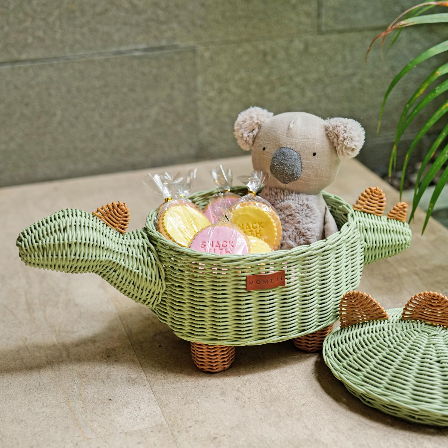 dinosaur storage rattan basket