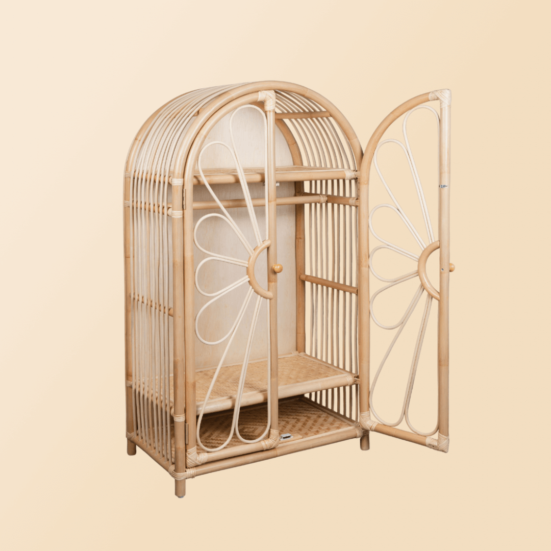 Rattan Wardrobes| Blossom Kids Wardrobe | One door Open | MOMIJI