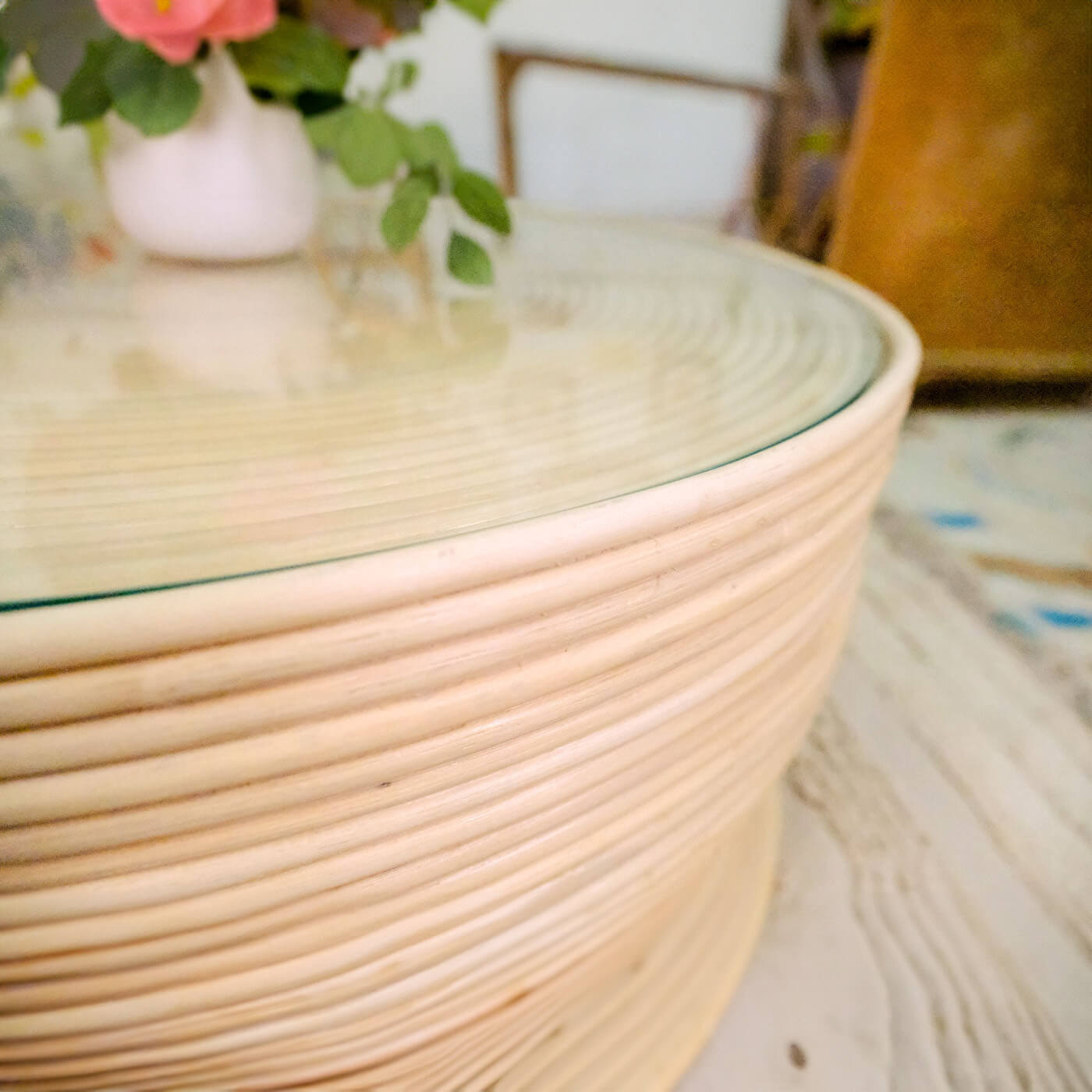 Close-up of the side carving detail of the Charme Coffee Table by MOMIJI.