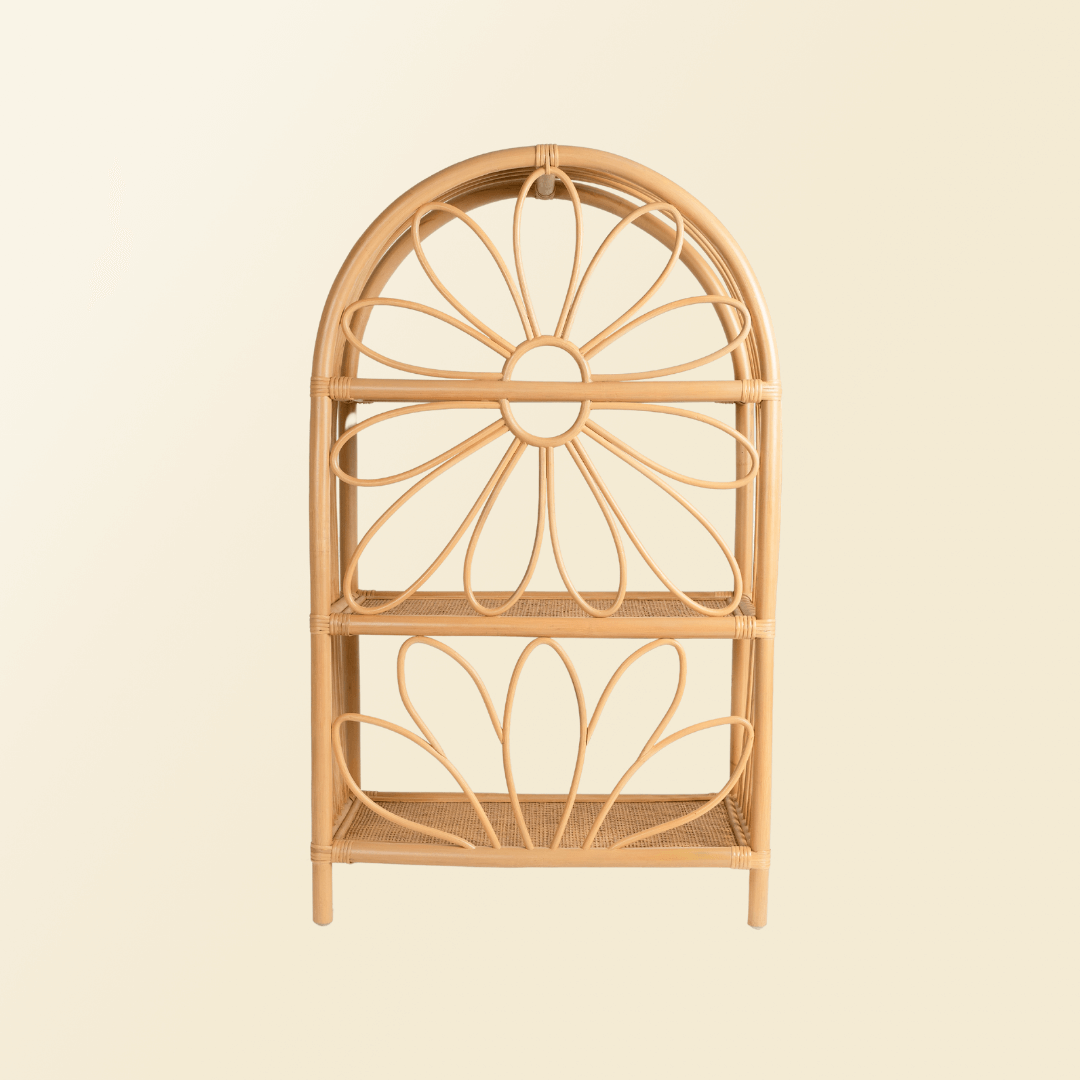 Back view of the Daisy Arch Shelf by MOMIJI featuring its daisy flower pattern.