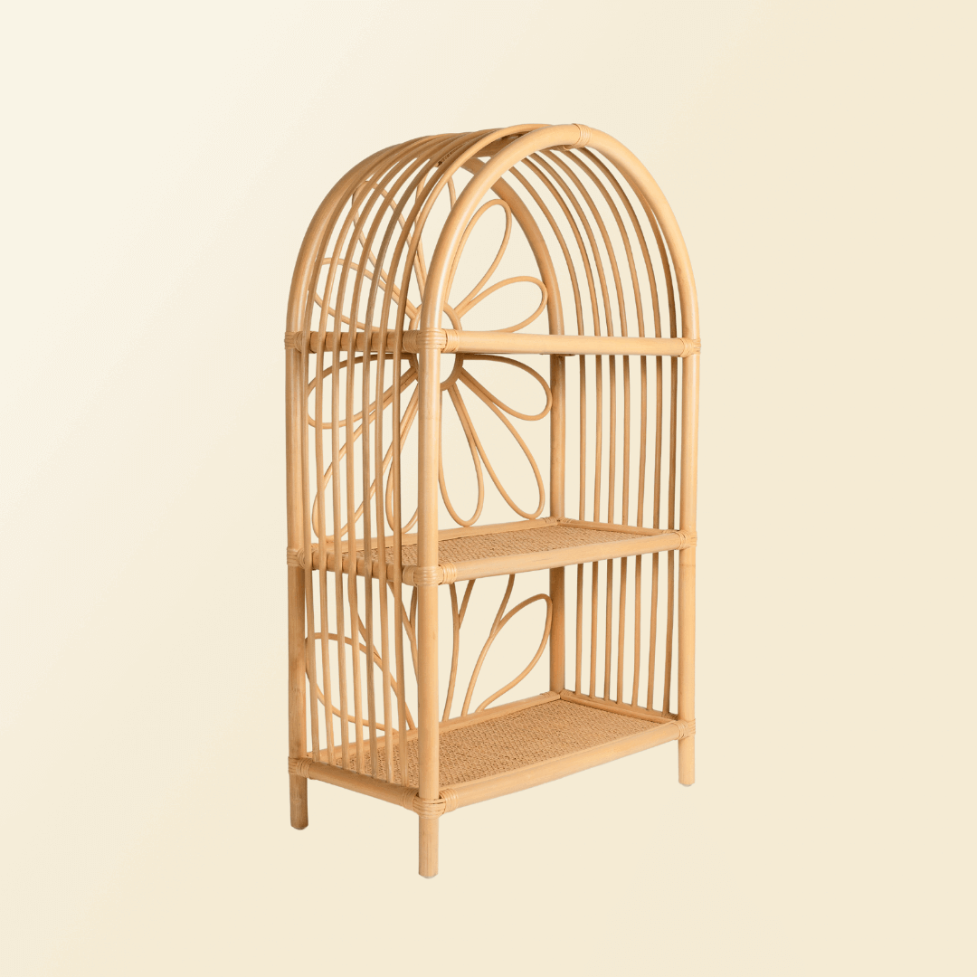 Side view of the Daisy Arch Shelf by MOMIJI showing its curved silhouette.