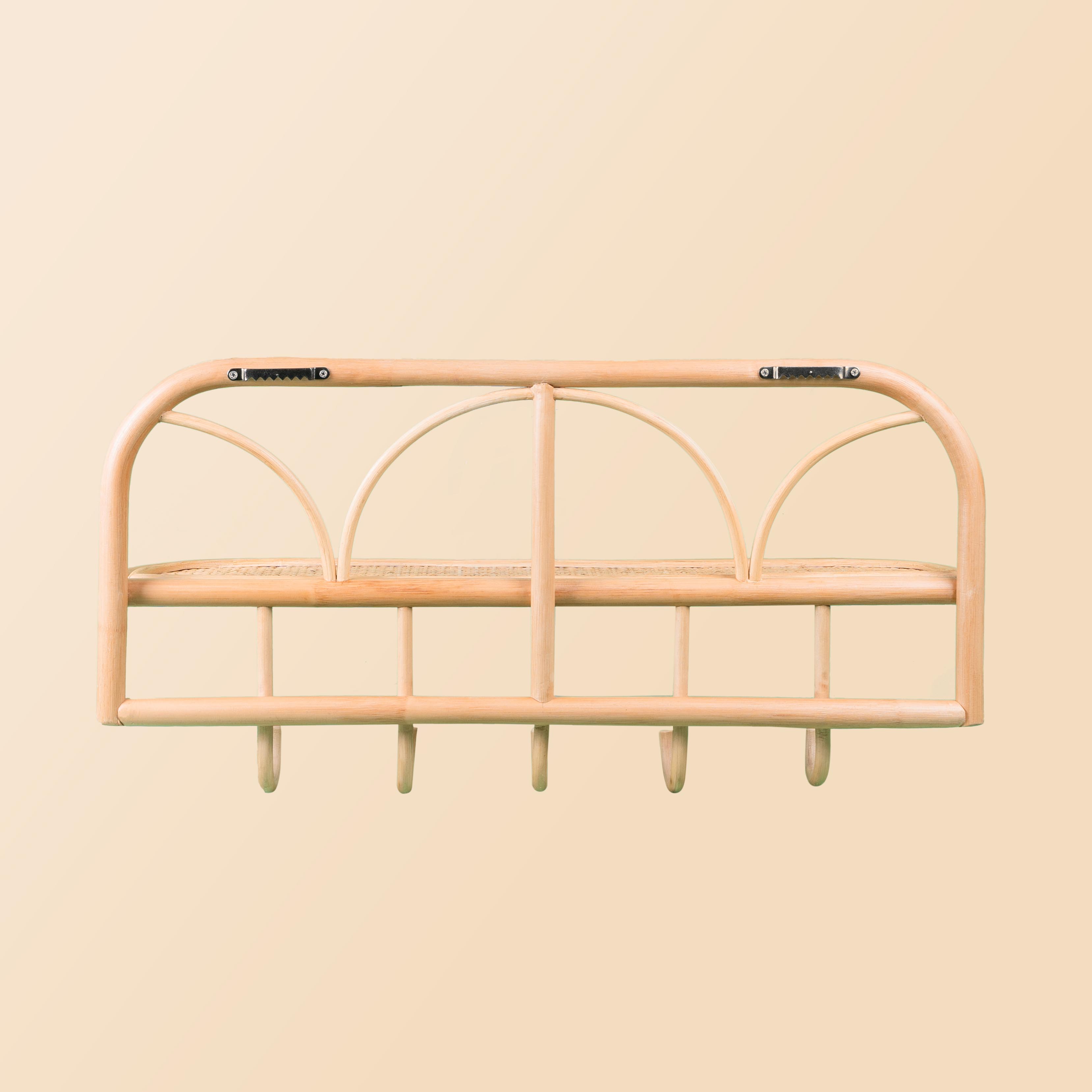 Rattan Wall Shelves with Hooks | Eleanor Hanging Wall Shelf | Momiji