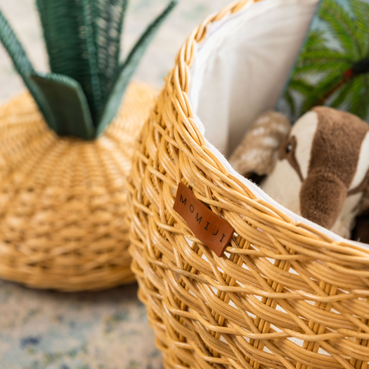 Pineapple Rattan Storage Basket Natural - Medium