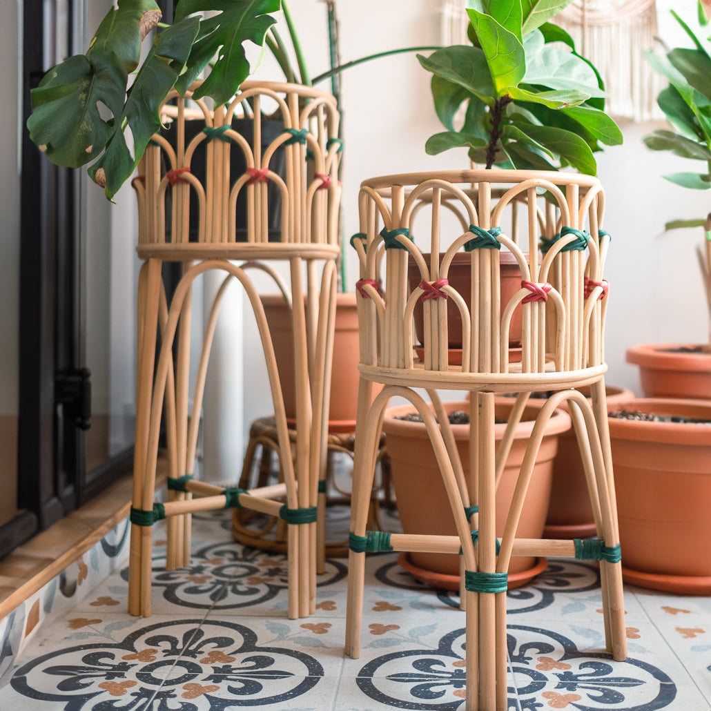 Iris Rattan Plant Stand | Wicker Plant Stand | Round Planter | MOMIJI
