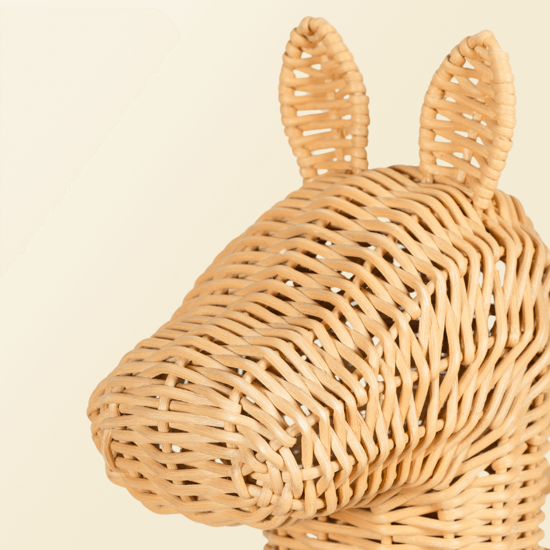 Llama Rattan Craft Trolley | Llama Front View | Toy Shopping Cart | Rattan | MOMIJI
