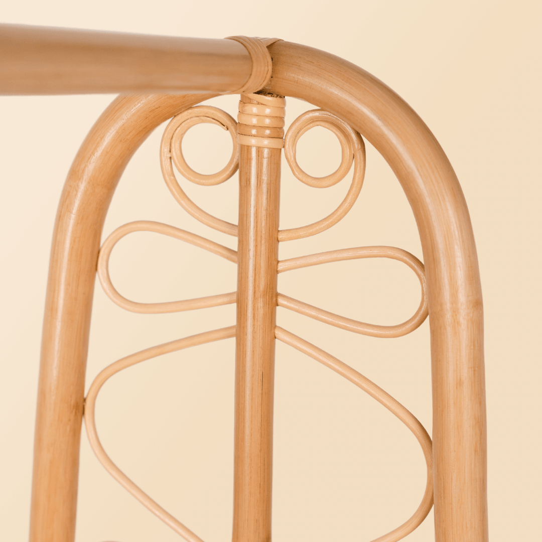 Rattan Clothing Rack | Belle Kids Clothing Rack with 4 Rattan Drawers | Side View | MOMIJI