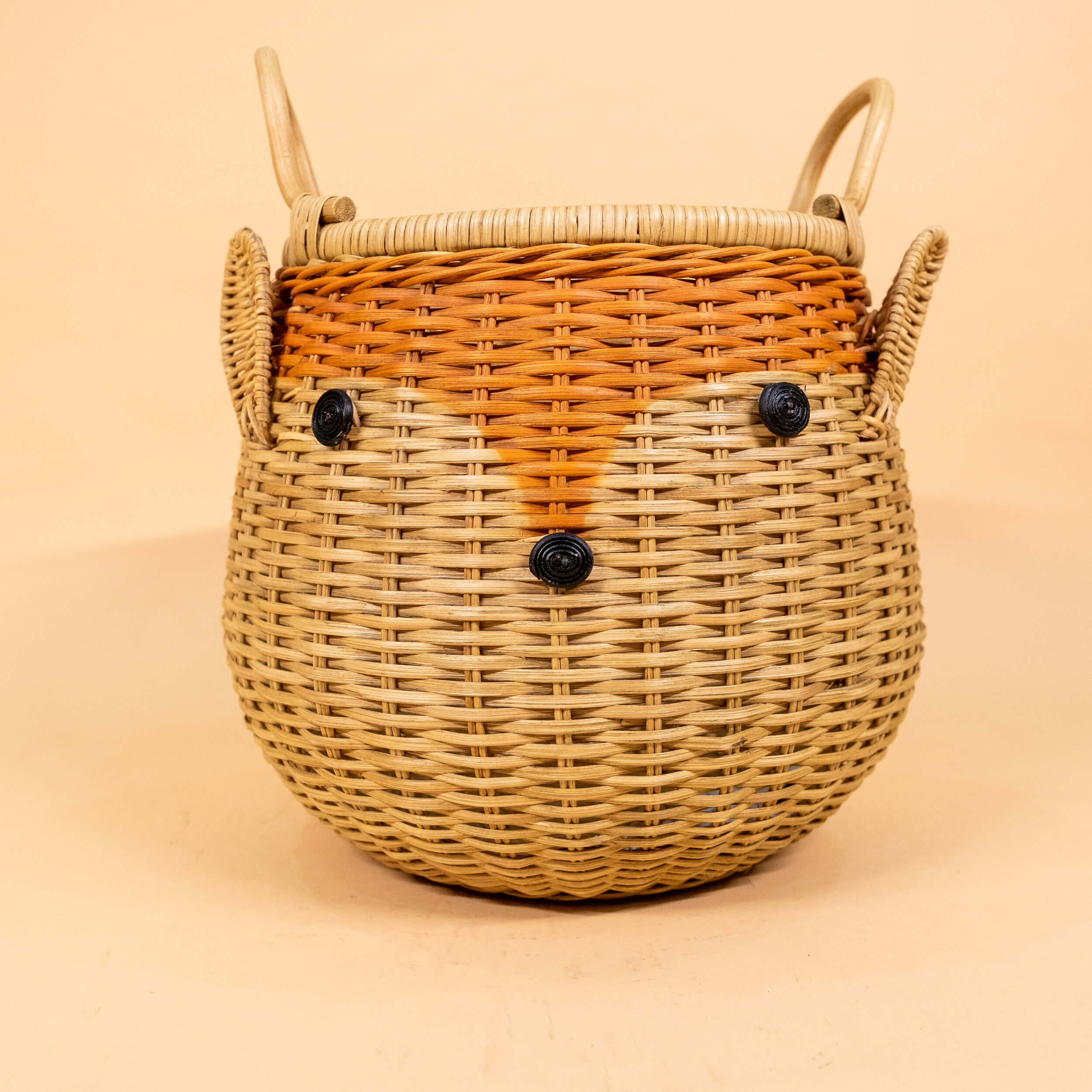 Reindeer Rattan Storage Basket | Handwoven Wicker Basket with Lid | Momiji