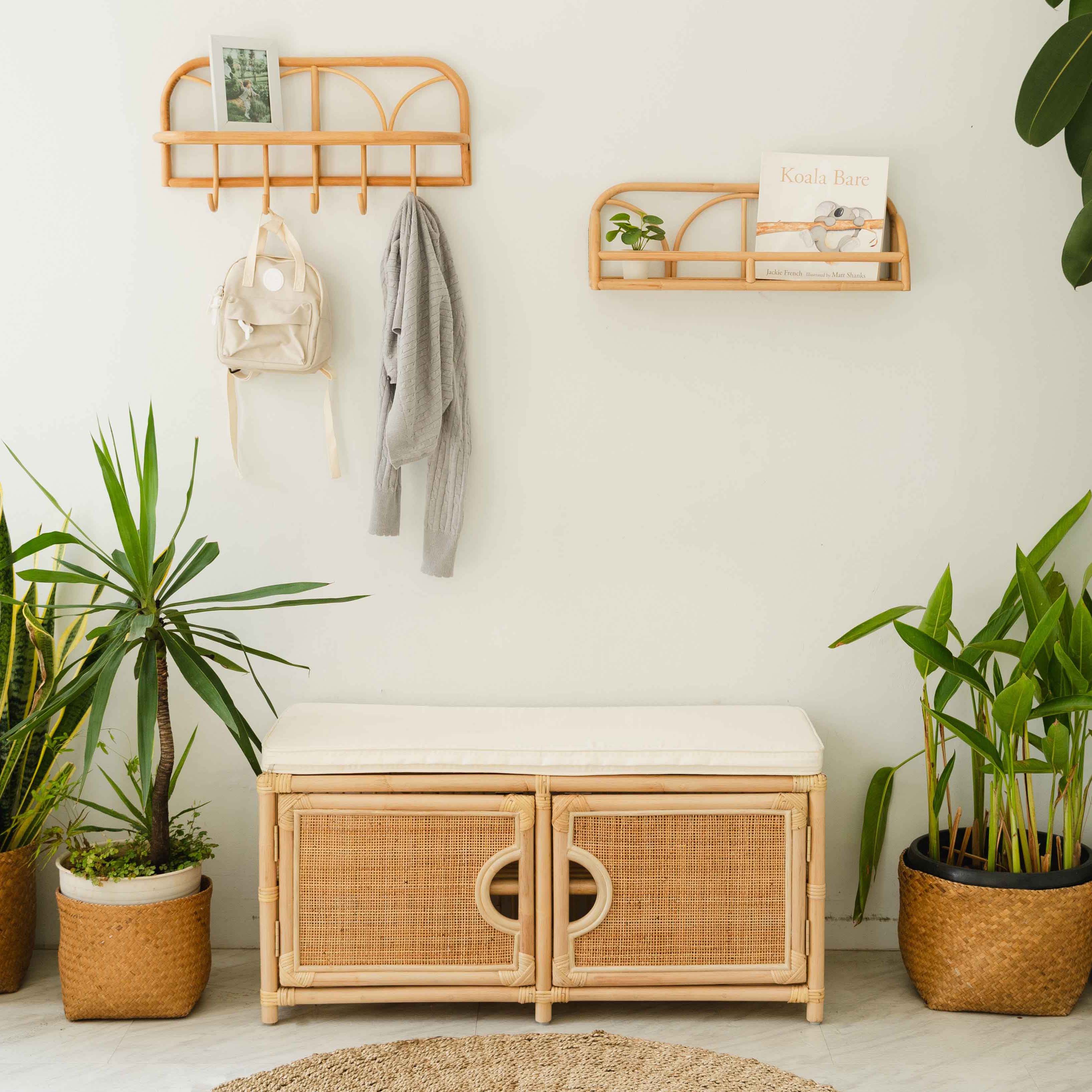 Palma Rattan Shoe Cabinet | Entryway Shoe Storage Bench | MOMIJI