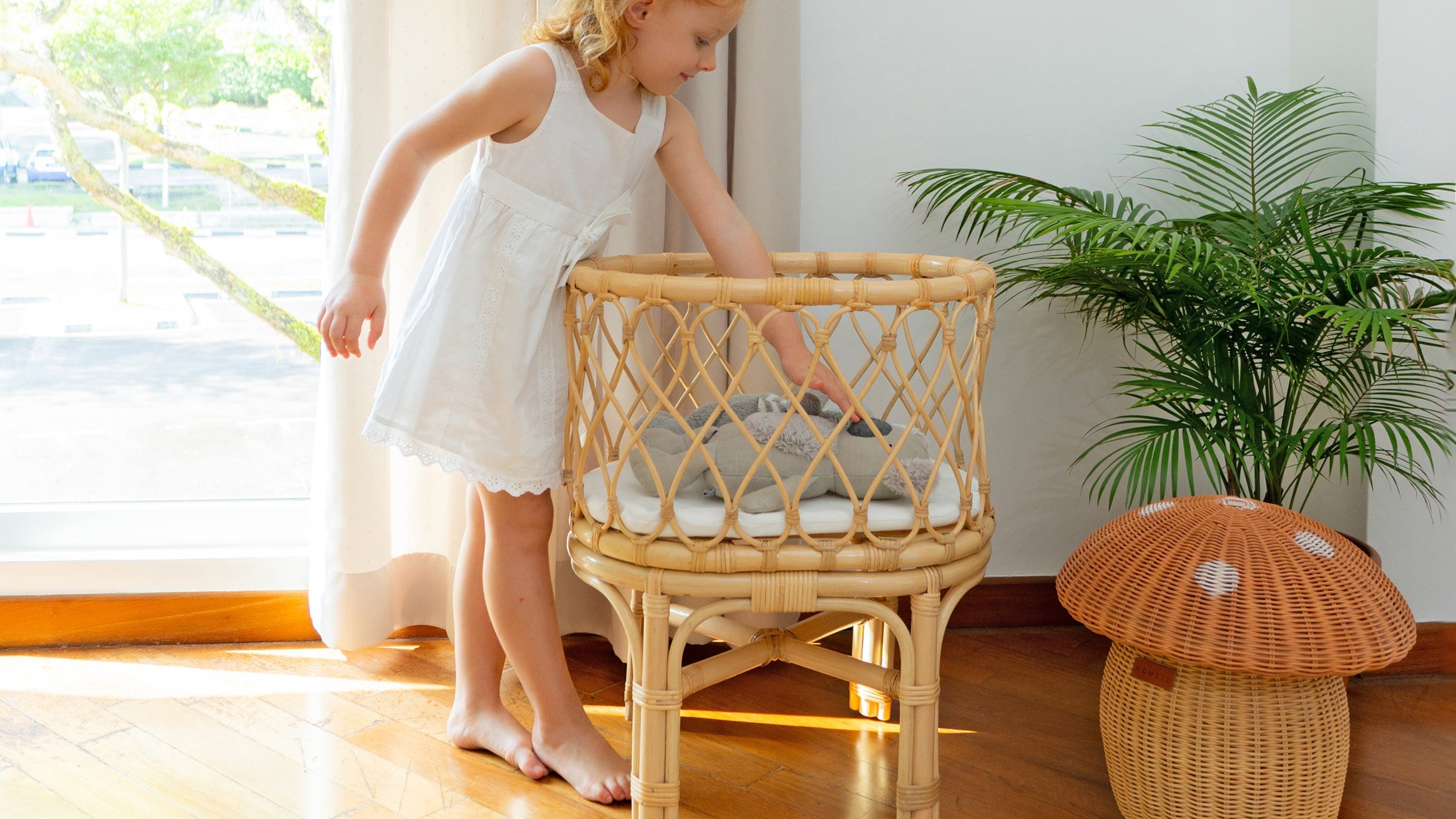 Featured Heirloom Toy: Olivia Rattan Doll Bassinet (As Seen on Just a Little Crunchy)