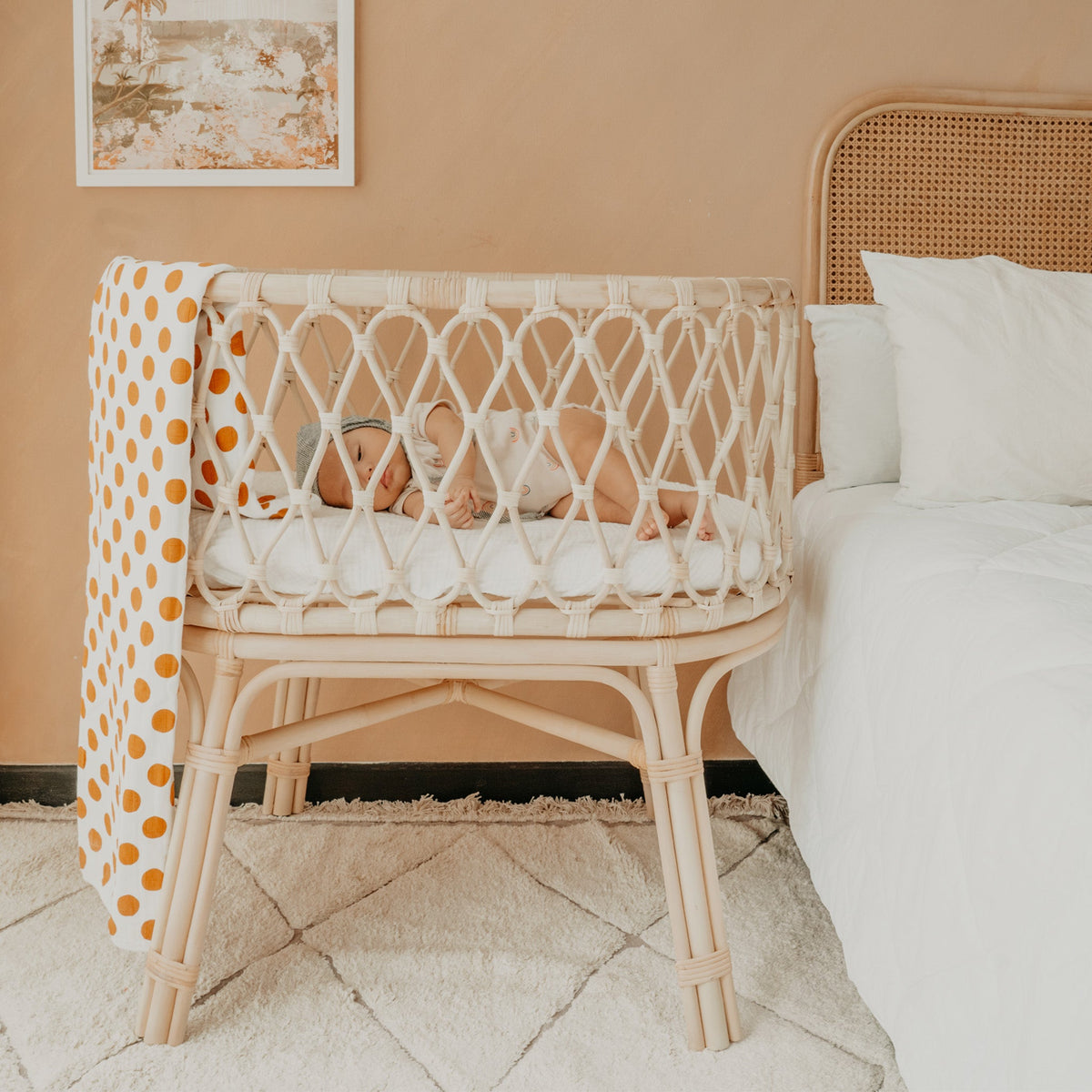 Artisan Rattan Bassinet with Organic Liner view 4