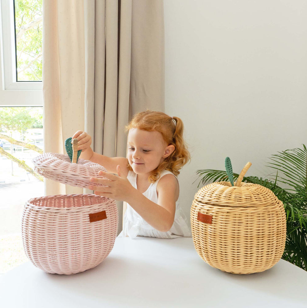 Rattan Basket | Apple Storage Basket | Pink | Decor | MOMIJI