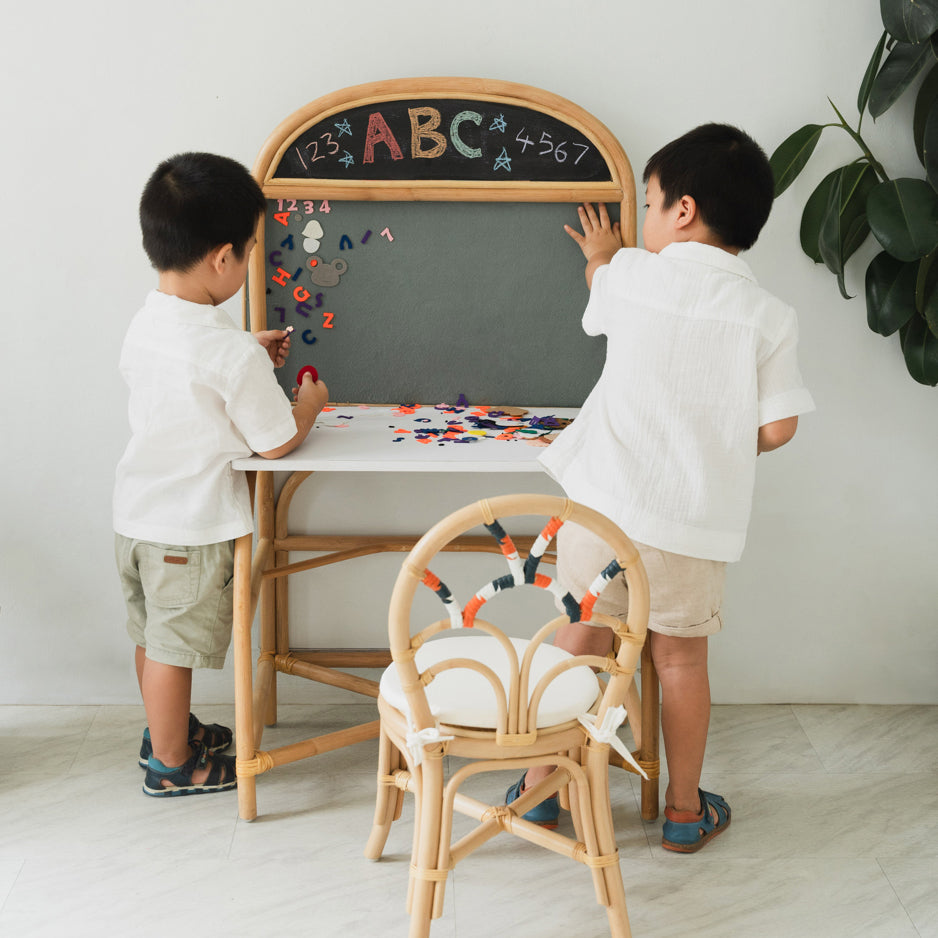 3-in-1 Rattan Shop Stall & Study Desk | Kids Playing | MOMIJI