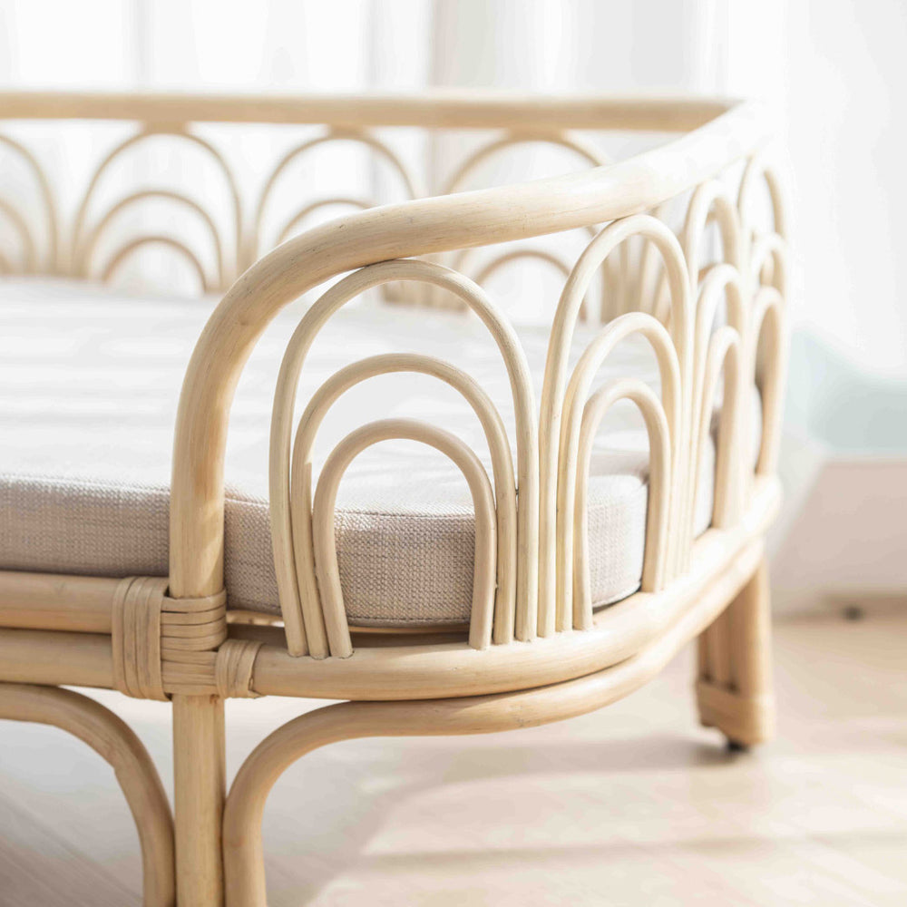 close up of rattan material of the Amber Pet Bed by Momiji