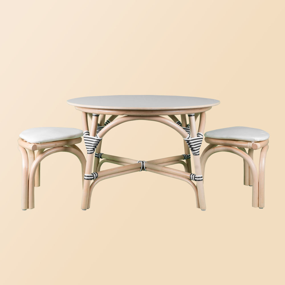 Rattan Table and Chairs​ | Aulia Kids Rattan Table with 4 Rattan Stools Set | Display View | Wicker Furniture | MOMIJI 