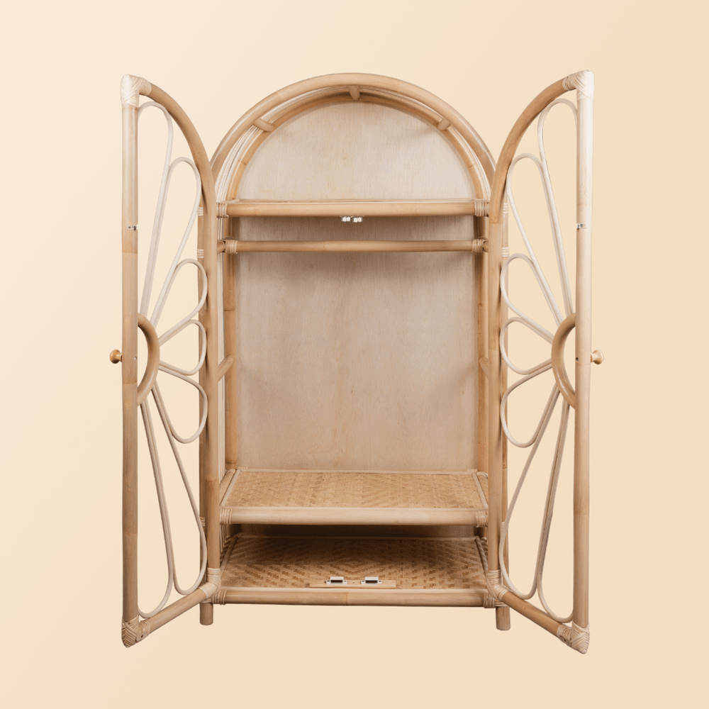 Rattan Wardrobes | Blossom Kids Wardrobe | Doors Open | MOMIJI
