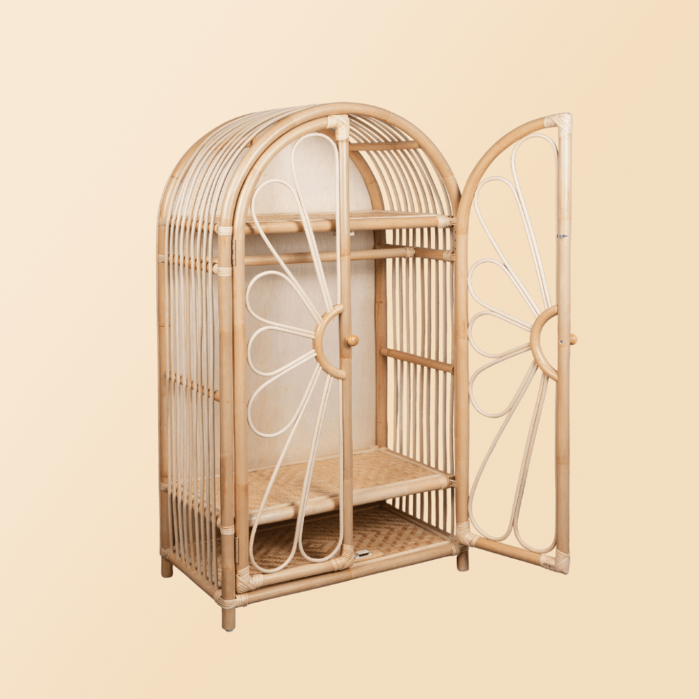 Rattan Wardrobes| Blossom Kids Wardrobe | One door Open | MOMIJI