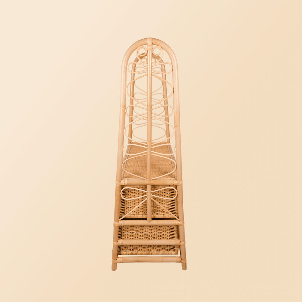 Rattan Clothing Rack | Belle Kids Clothing Rack with 4 Rattan Drawers | Side View | MOMIJI