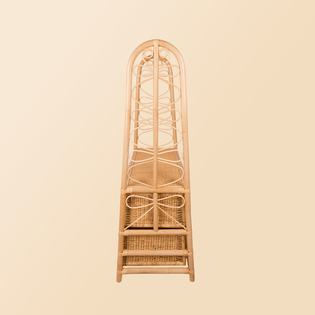 Rattan Clothing Rack | Belle Kids Clothing Rack with 4 Rattan Drawers | Side View | MOMIJI