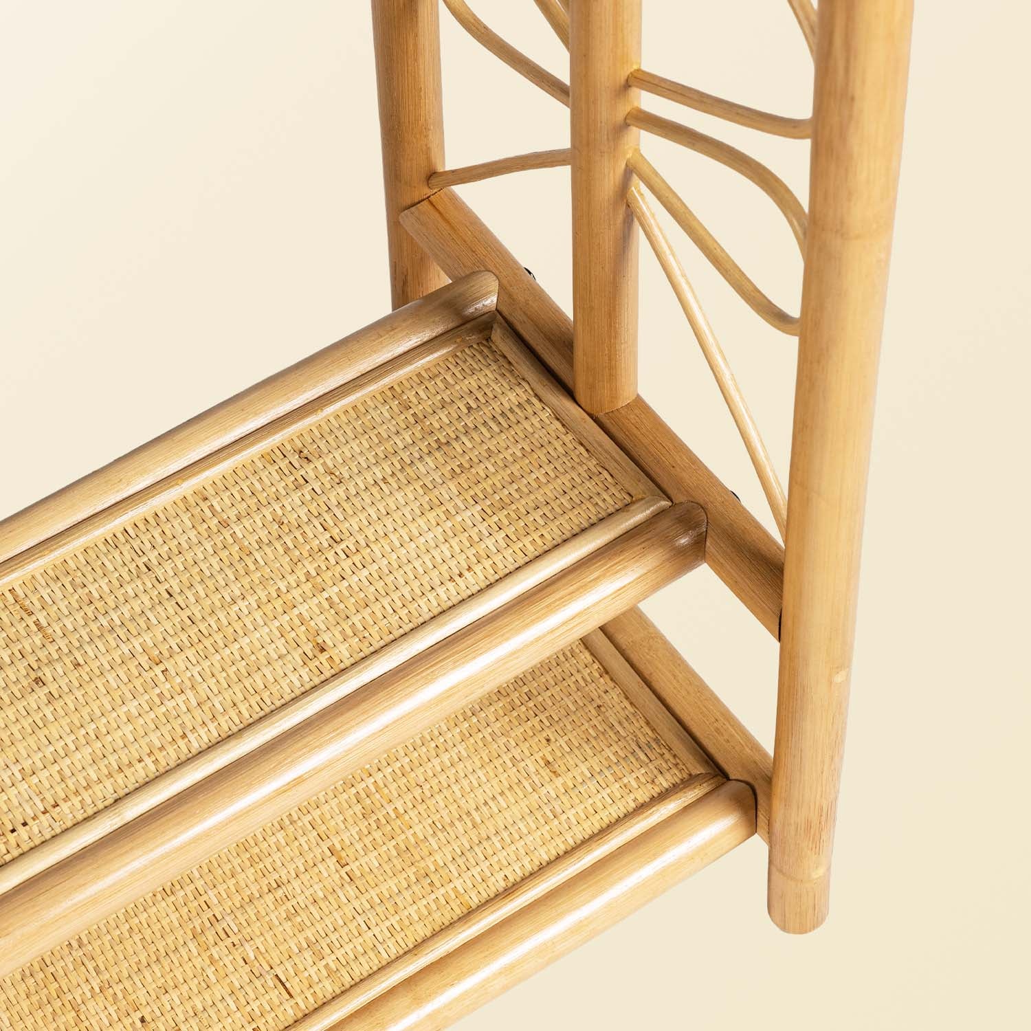 Rattan Racks | Belle Kids Clothing Rack - Natural | Kids Wicker Rack | Shelves Detail View | MOMIJI