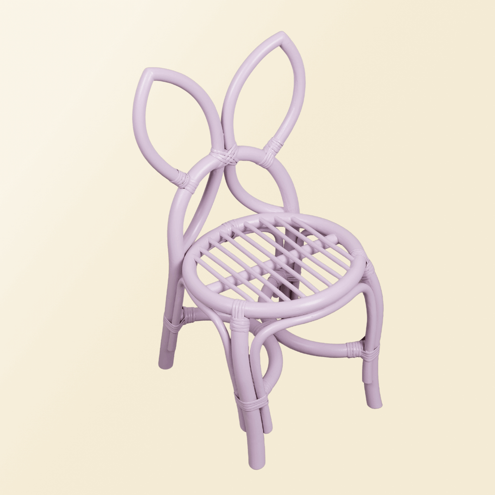 Tilted side of purple Butterfly Kids Chair by MOMIJI.