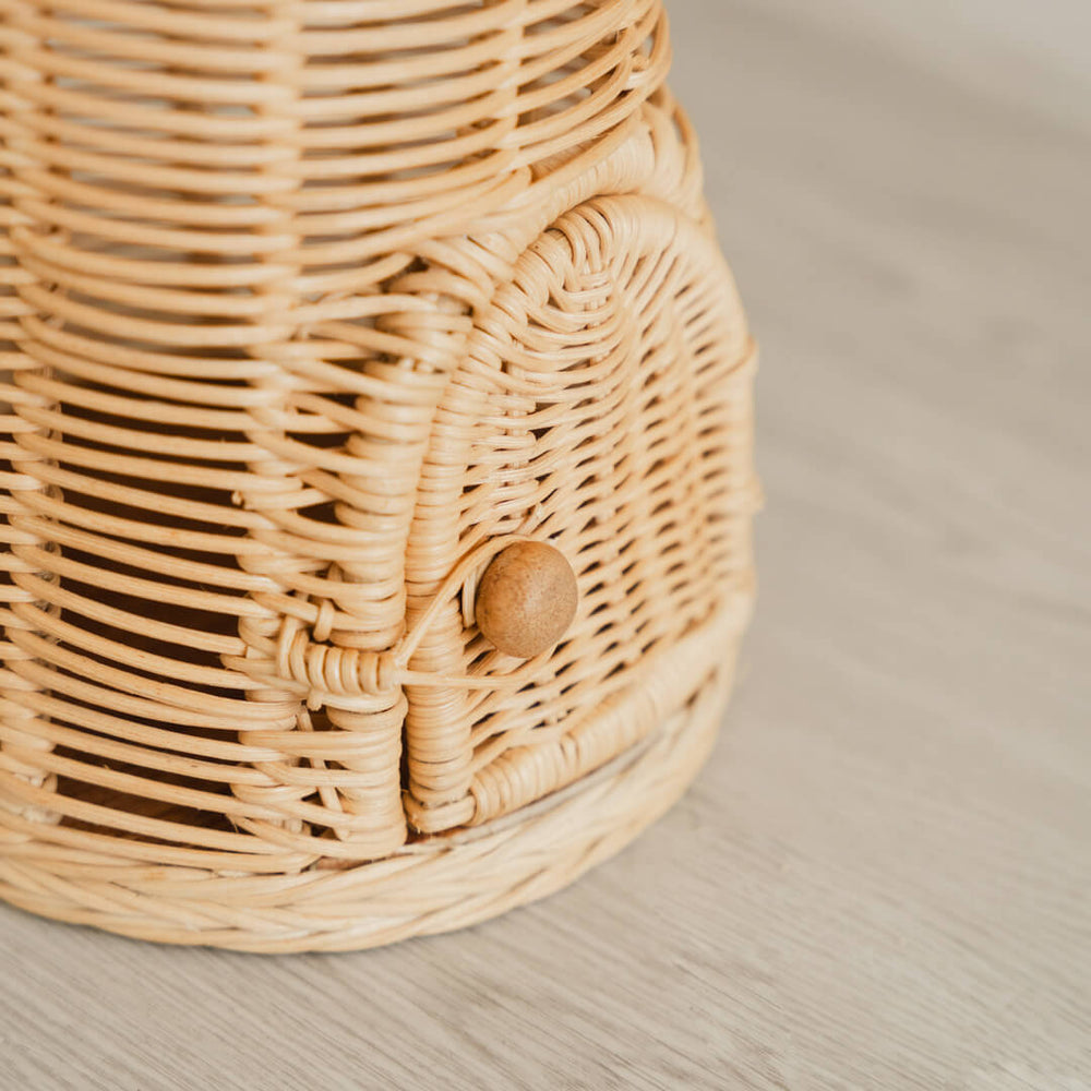 Close-up of the small door opening on the Cactus Kids Coat Light Stand by MOMIJI, showing the access panel for the light.