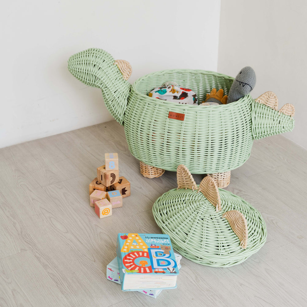 Dinosaur Storage Basket Mint Green - Large