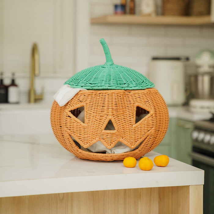 Pumpkin Face Rattan Basket