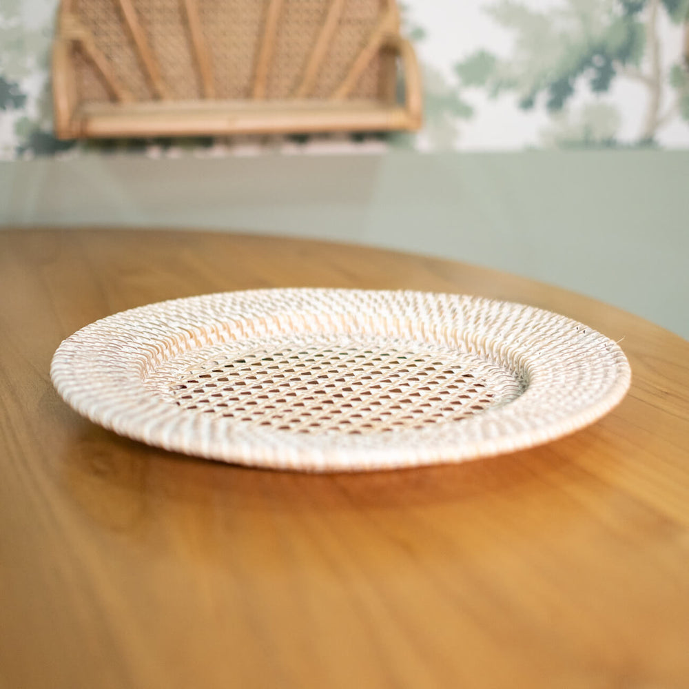 Rattan Placemat | Lily Wicker Placemat | White | MOMIJI
