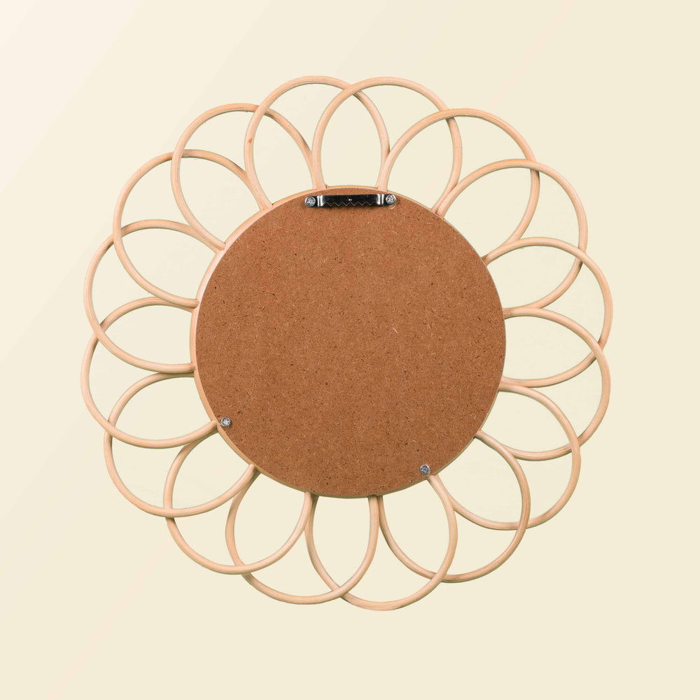 Back view of the Dahlia Round Mirror – Small by MOMIJI showing the wall mounting hardware.