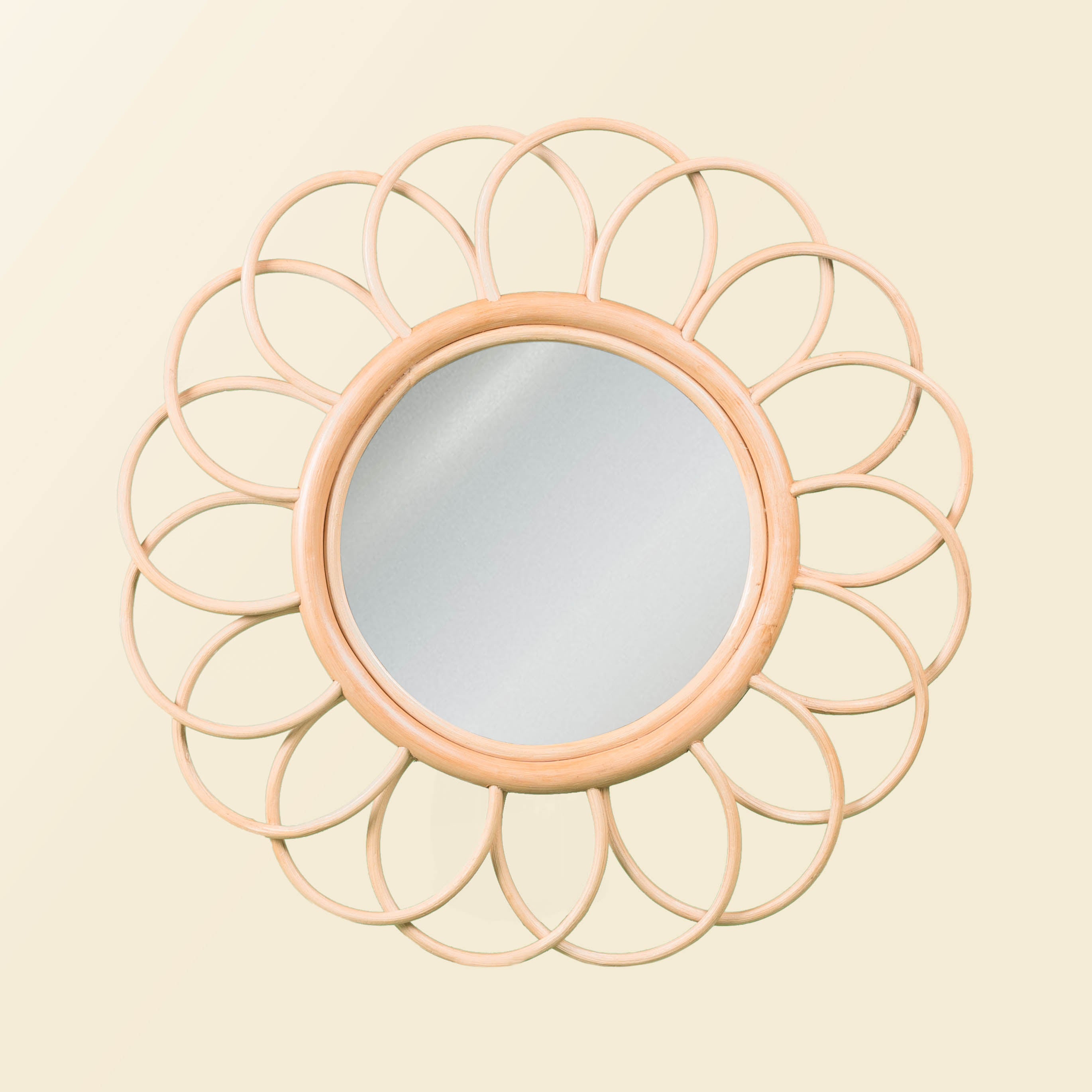 Front view of the Dahlia Round Mirror – Small by MOMIJI.