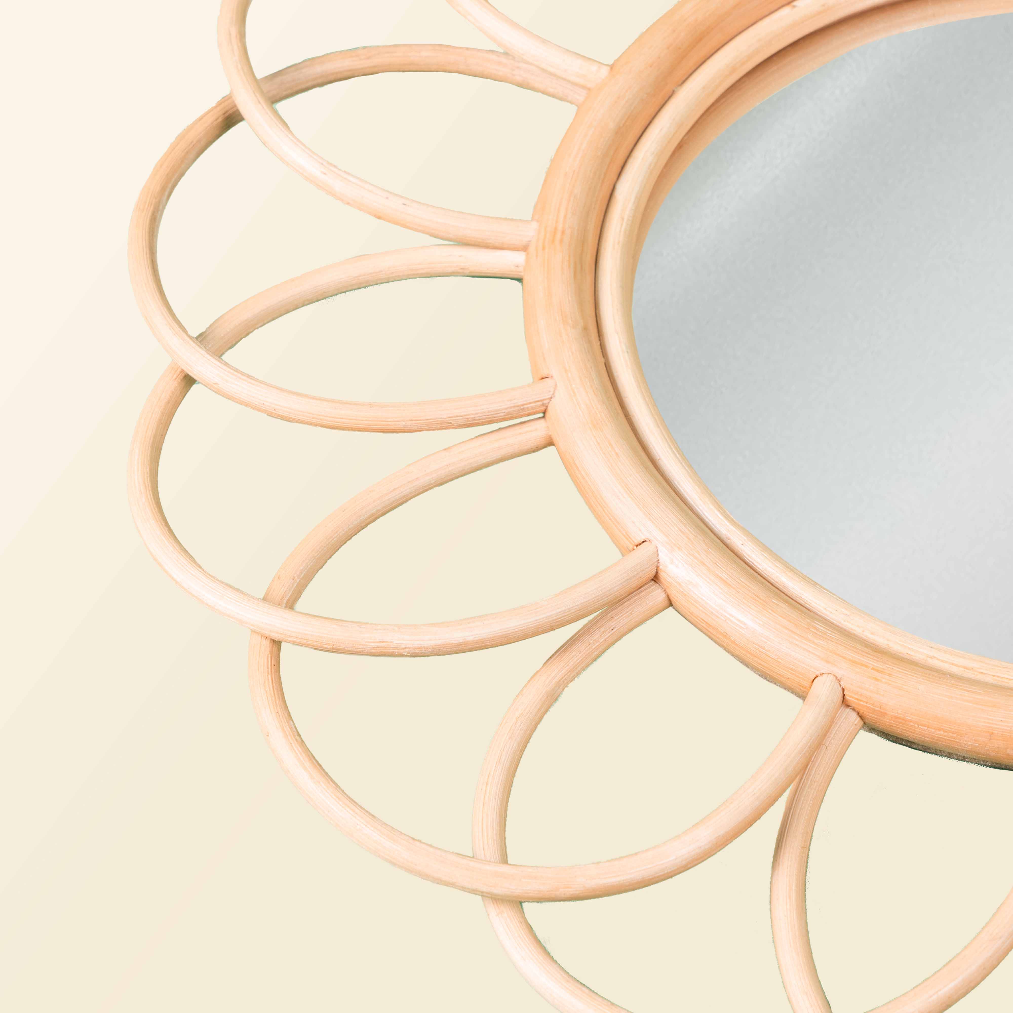 Close-up of the petal detail on the Dahlia Round Mirror – Small by MOMIJI.