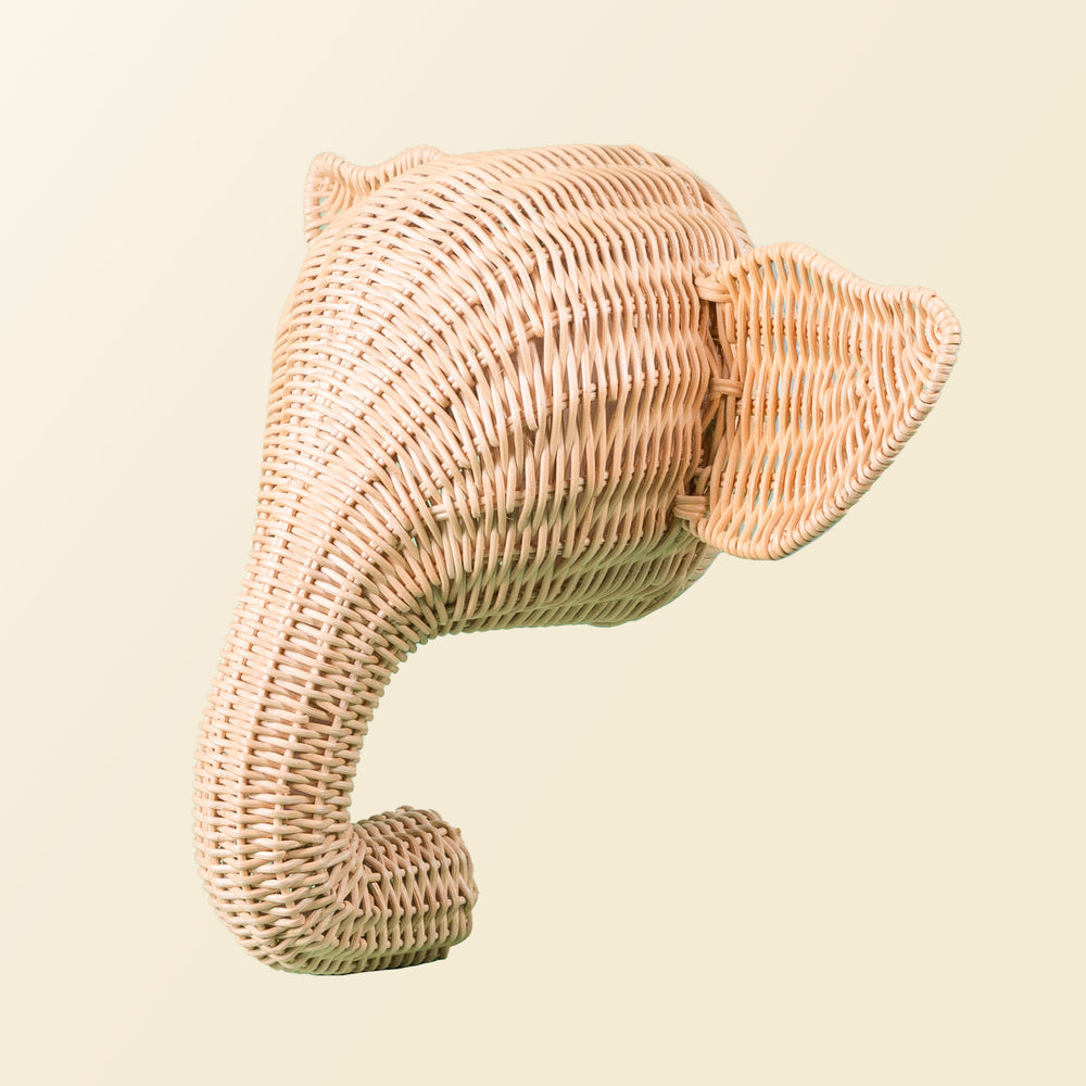 Rattan Wall Decor  | Elephant Head Wall Art | Side View | MOMIJI