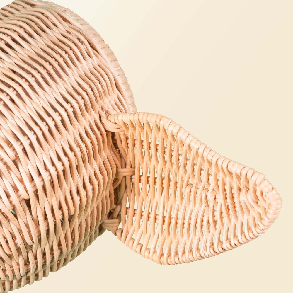 Rattan Wall Decor  | Elephant Animal Head Wall Art |  Ear View | MOMIJI