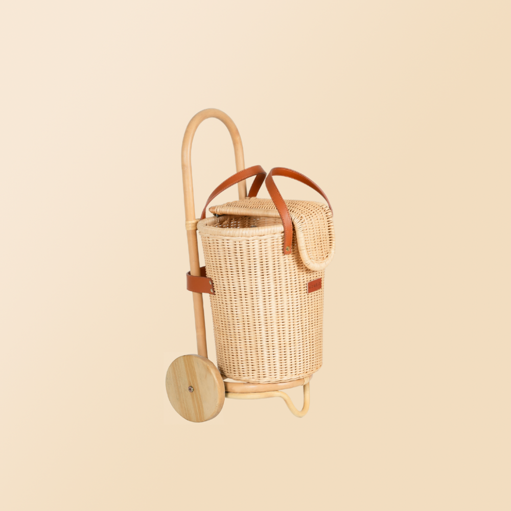 Eric Kids Shopping Trolley Luggy | Sideview | Rattan | MOMIJI