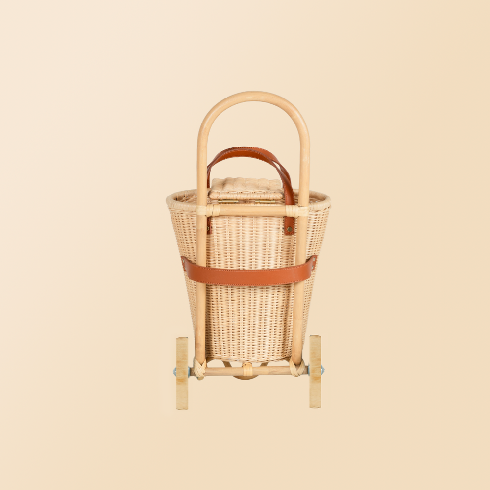 Eric Kids Shopping Trolley Luggy | Backview | Rattan | MOMIJI