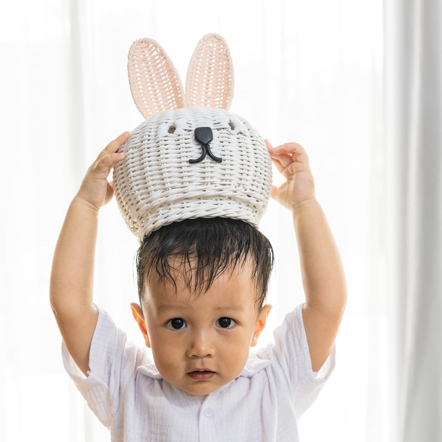 Bunny Rattan Storage Basket