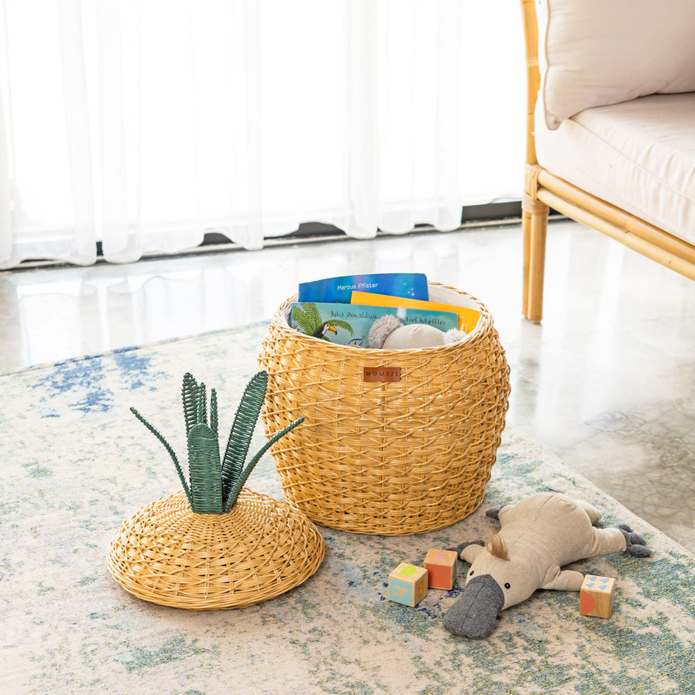 Pineapple Rattan Storage Basket Natural - Medium