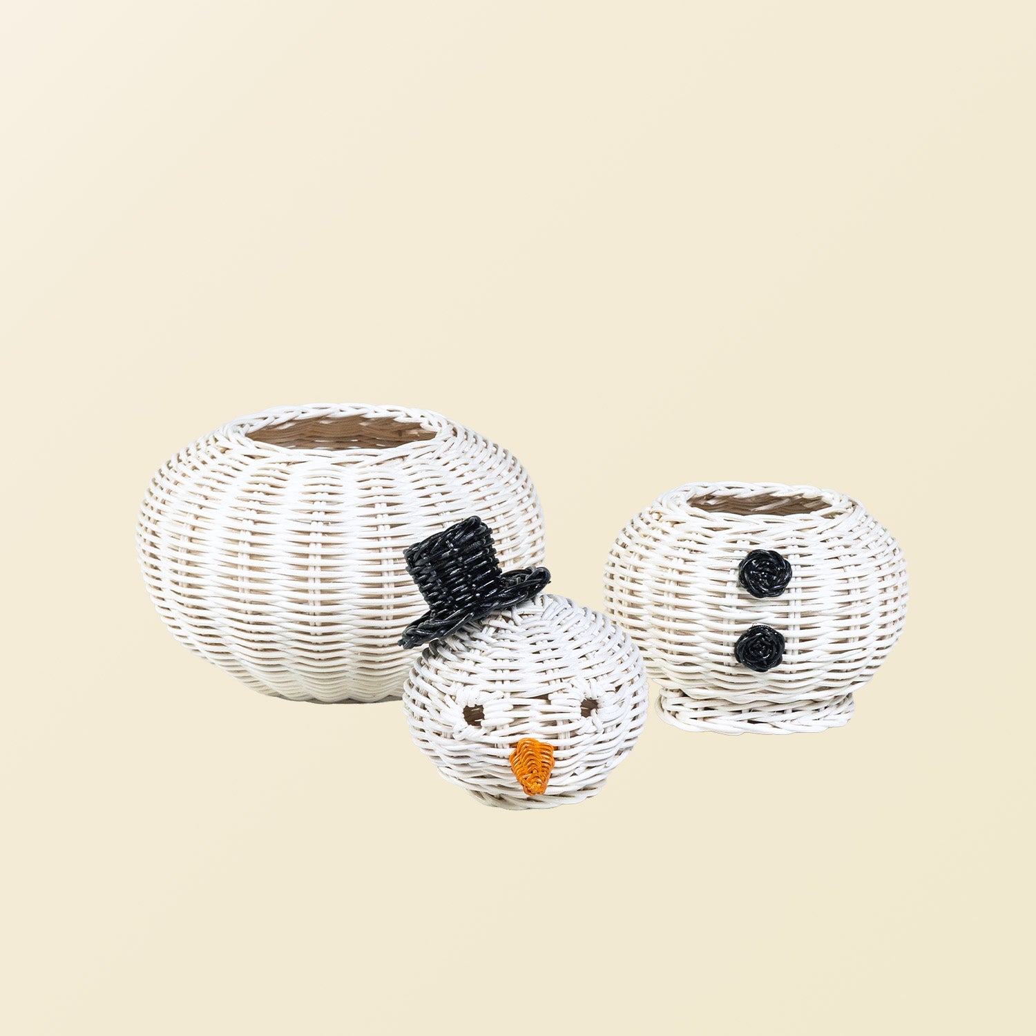 Snowman 3 Tier Rattan Basket