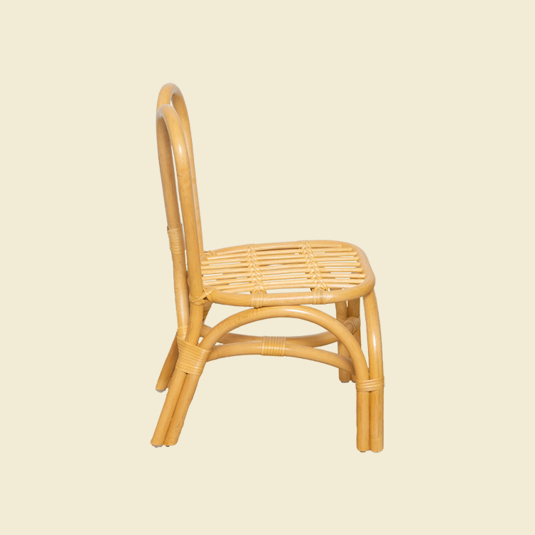 Rattan Chairs | Kids Bunny Chair - Natural | Kids Wicker Chair | Side View without cushion | MOMIJI 