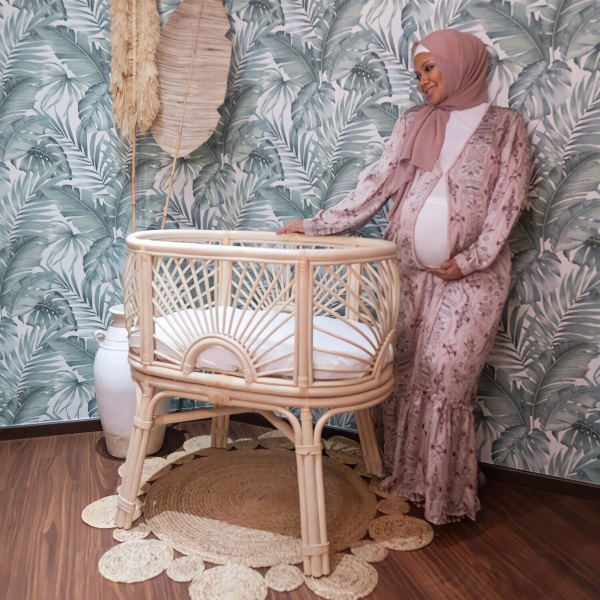 Artisan Rattan Bassinet with Organic Liner view 3