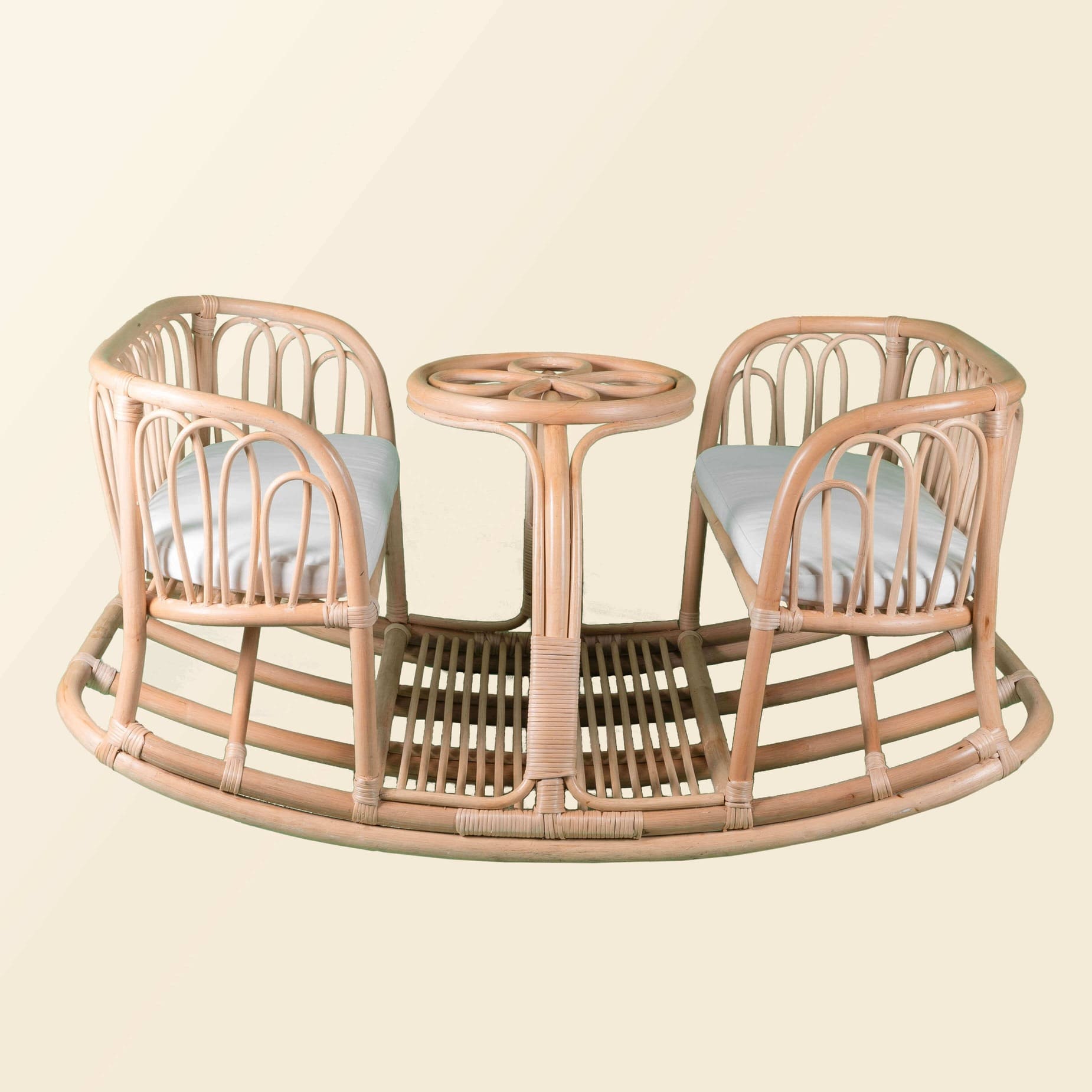 Side view of the Leon Rocking Bench by MOMIJI showing its curved rocking base.