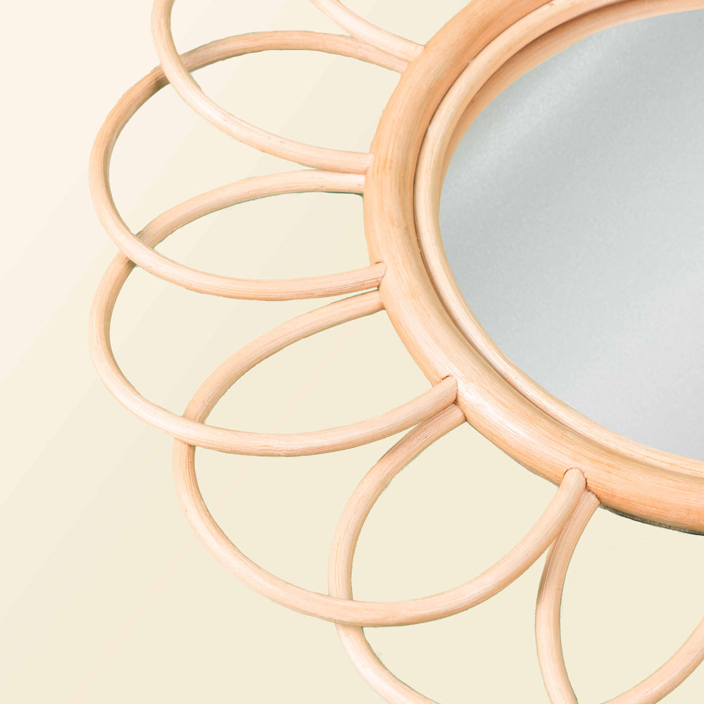 Dahlia Round MIrror | Rattan Mirror | Small | MOMIJI