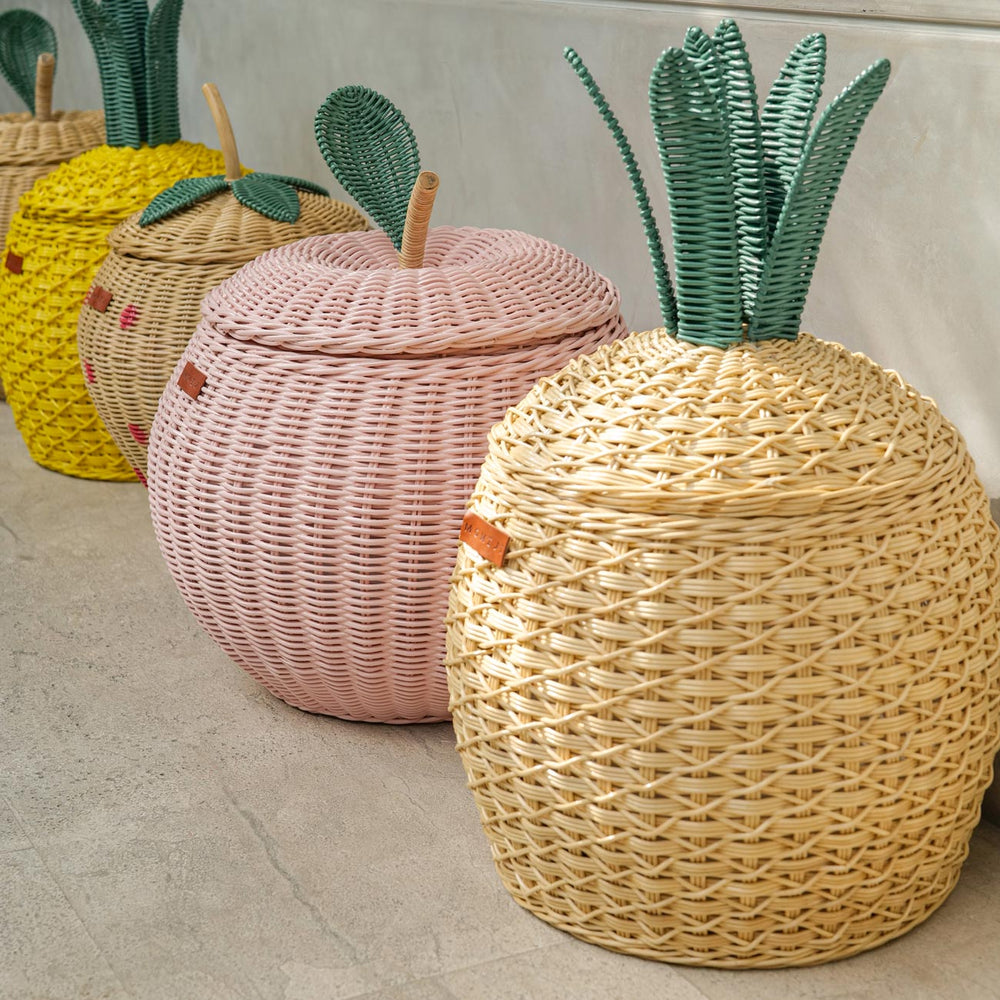Fruit Rattan Storage Basket Collection Lined Up by MOMIJI in medium size.