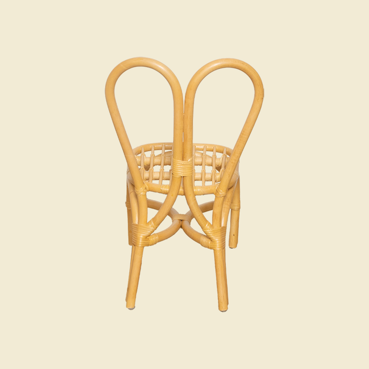 Rattan Chairs | Kids Bunny Chair - Natural | Kids Wicker Chair | Back View without cushion | MOMIJI 