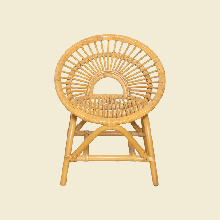 Rattan Chairs | Maya Kids Chair - Natural | Kids Wicker Chair | Front View without cushion| MOMIJI 