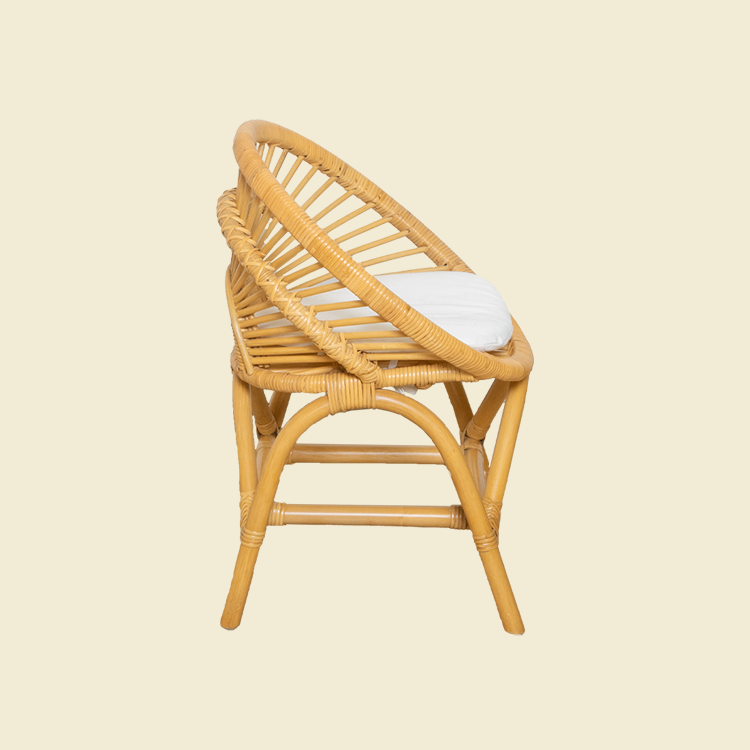 Rattan Chairs | Maya Kids Chair - Natural | Kids Wicker Chair | Side View with removeable cushion| MOMIJI 
