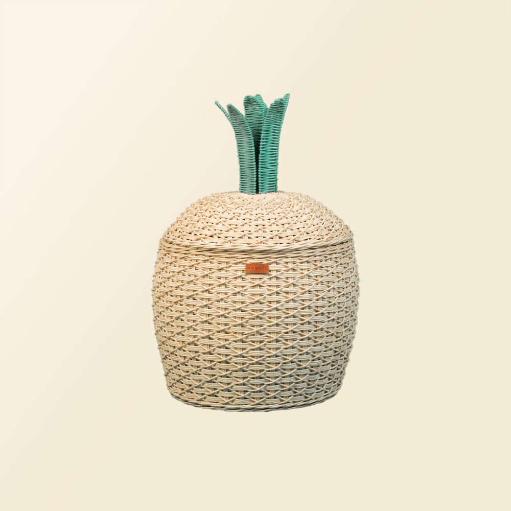 Front view of the Pineapple Rattan Storage Basket by MOMIJI.