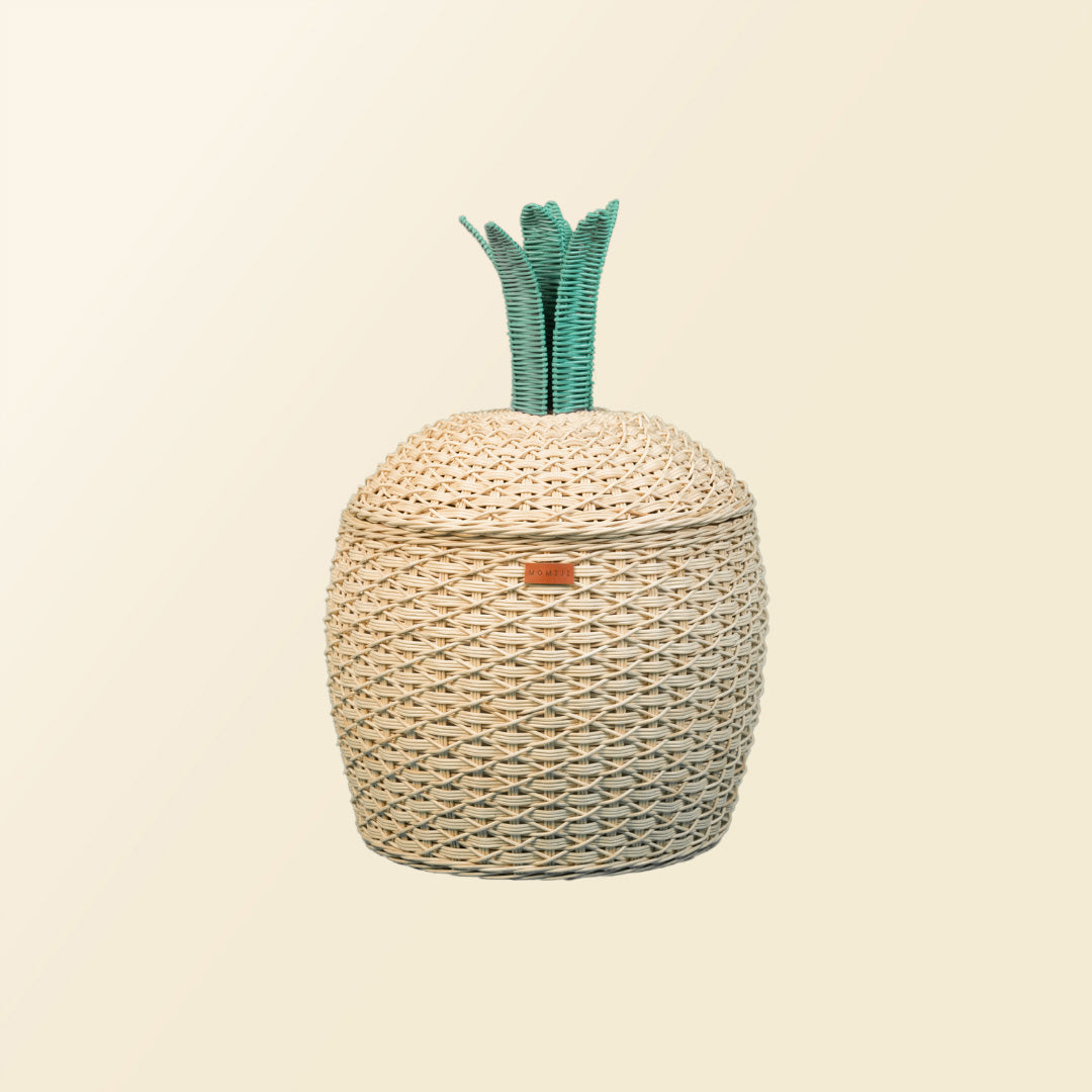 Front view of the Pineapple Rattan Storage Basket by MOMIJI.