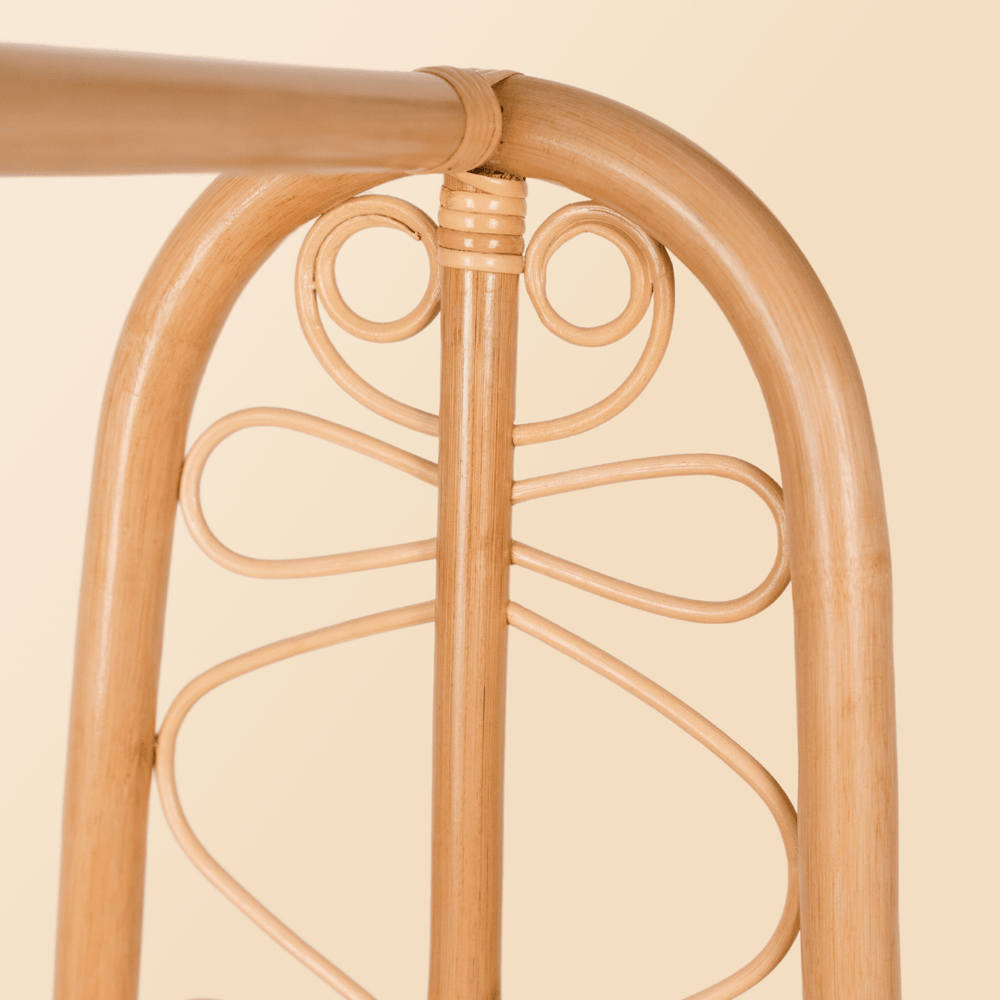 Rattan Clothing Rack | Belle Kids Clothing Rack with 4 Rattan Drawers | Side View | MOMIJI