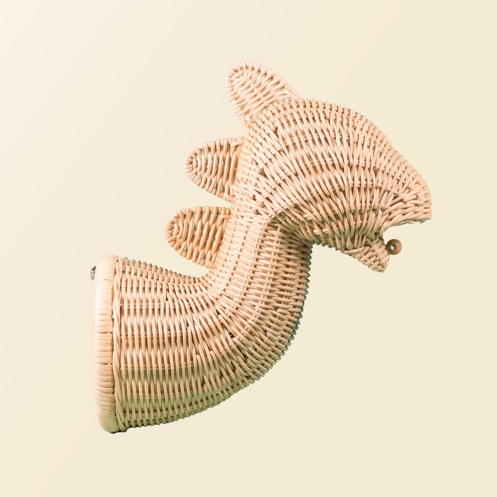 Dinosaur Rattan Wall Decor | Animal Head Wall Art with Hooks | MOMIJI
